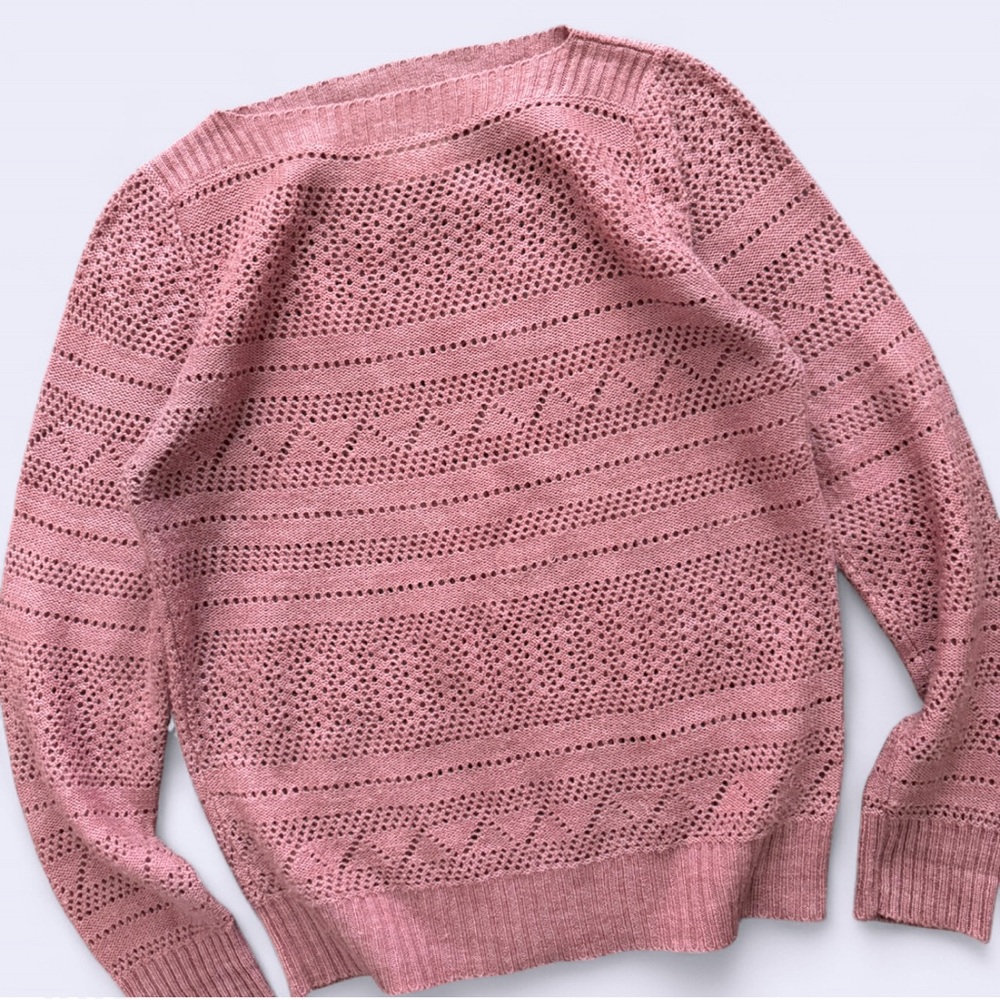 Alex Colman Vintage Y2K Pink Cutout Knit Sweater L (Fits M-L)